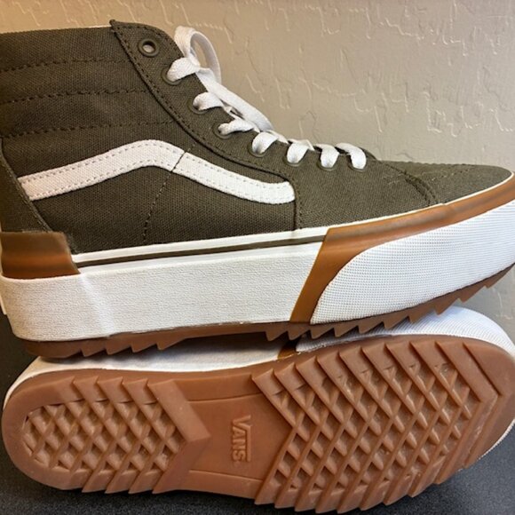 VANS SK8-HI TAPERED STACKFORM OSF SHOE Canvas Army Green Floral Mens 7.5 Woman 9 - Picture 1 of 4